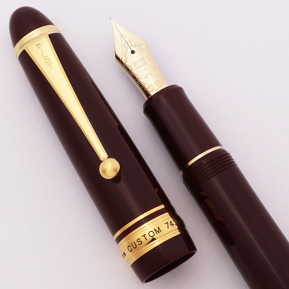 Pilot Namiki Custom 743 Fountain Pen - Burgundy w Gold Trim, C/C